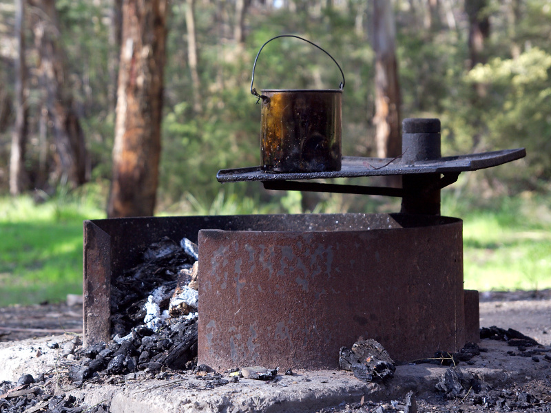 Tin can cooking on a camp stove