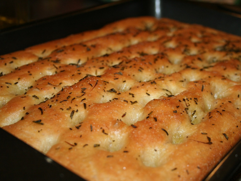 Focaccia Genovese (Italian olive oil bread with sea salt and rosemary)