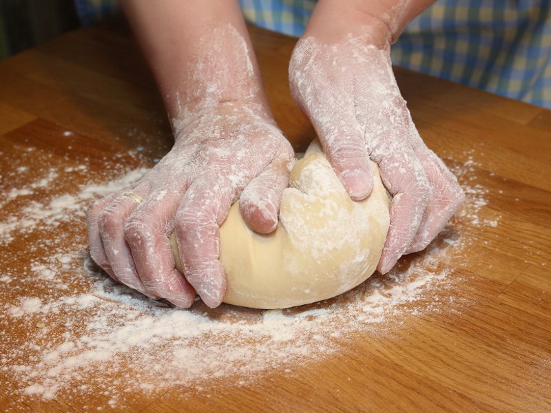 Kneading a ball of dough