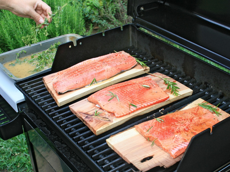 Cedar Plank Salmon (Canadian salmon grill-roasted on aromatic wood)