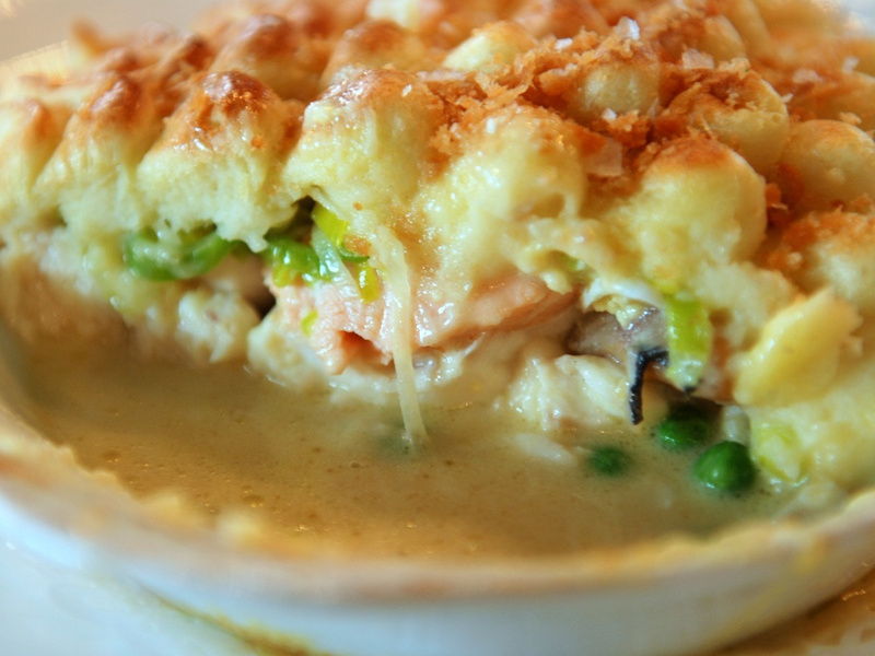Jamaican fish pie with mashed potato topping