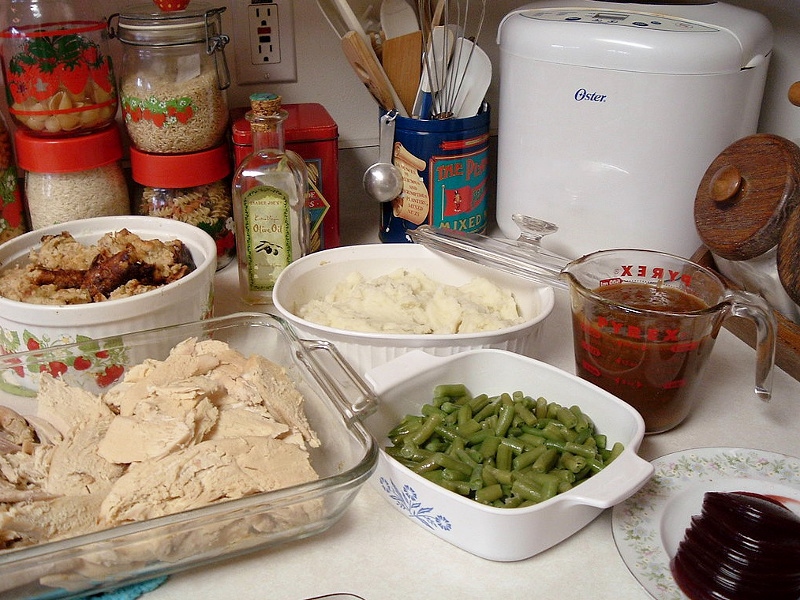 A variety of holiday meal leftovers