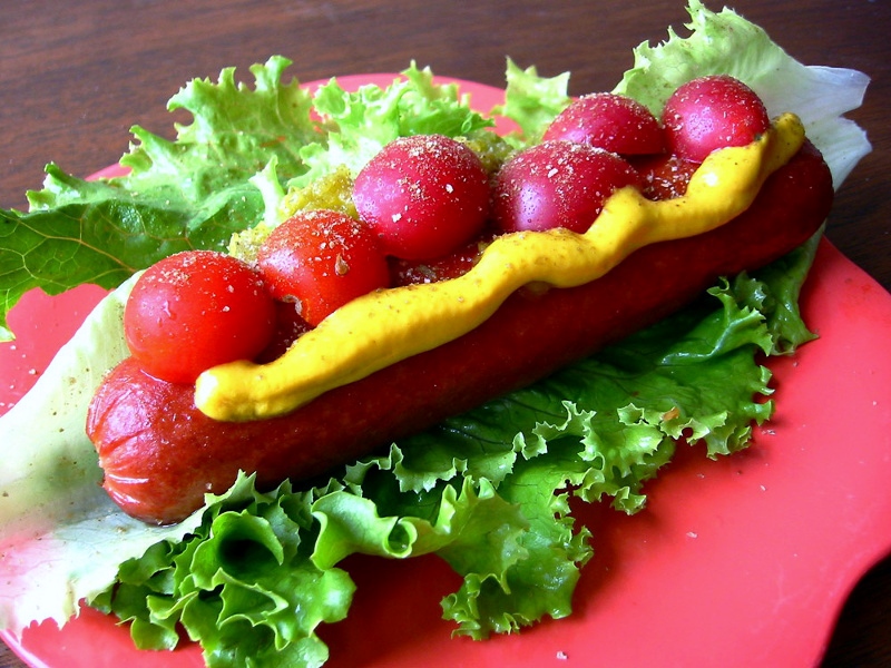 Low carb Chicago-style hot dog