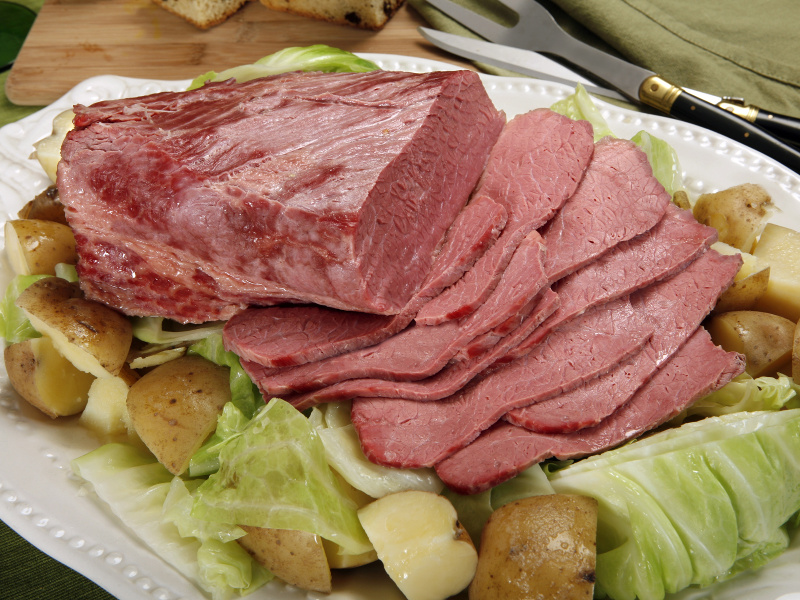 Corned Beef and Cabbage (Irish-American braised brisket with vegetables)