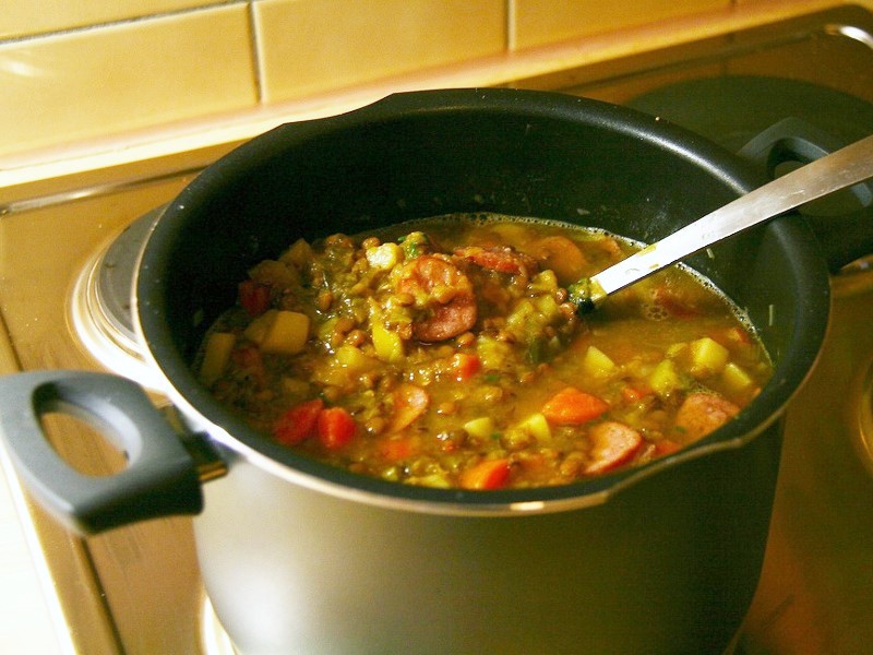 Linsensuppe (German lentil stew)