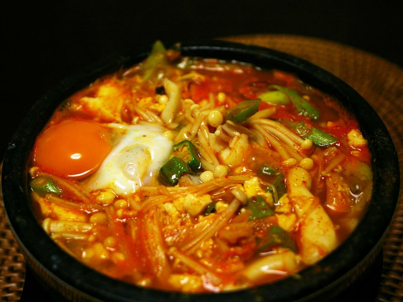 Soon dubu jjigae spicy Korean tofu stew
