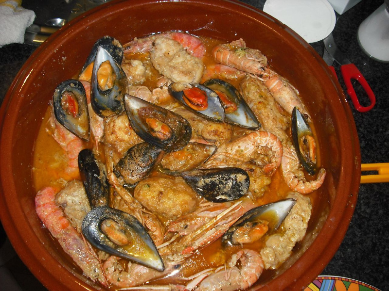 Bowl of zarzuela de mariscos Spanish seafood stew