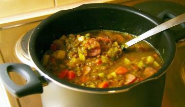 Linsensuppe (German lentil stew)