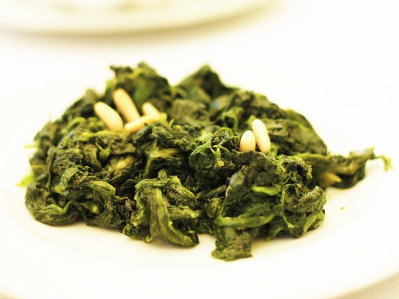 Spinach sauteed with pine nuts